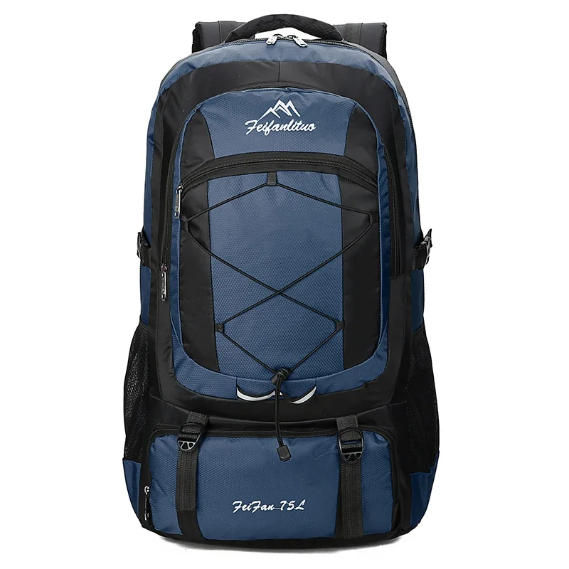 75L водонепроницаемый мужской рюкзак унисекс, дорожная сумка, спортивная сумка, рюкзак для кемпинга, альпинизма, пешего туризма, альпинизма для мужчин - Цвет: Темно-синий