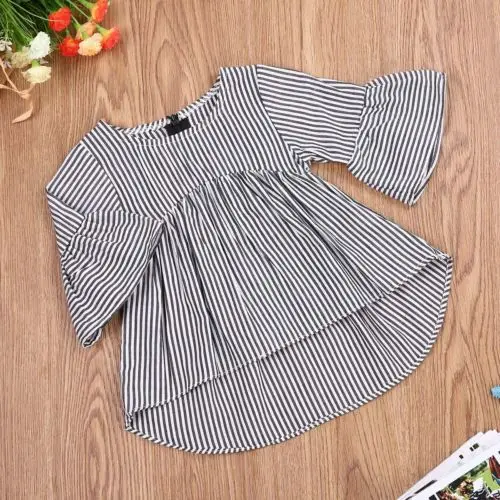 

Toddler Kids Baby Girls Striped Long Sleeve T-Shirt Outfits Clothes