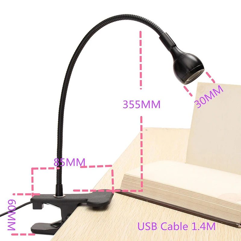 Регулируемый светодиодный Настольный светильник с зарядкой через usb Гибкие настольные лампы 1 Вт защита для глаз светодиодный настольный светильник с зажимом