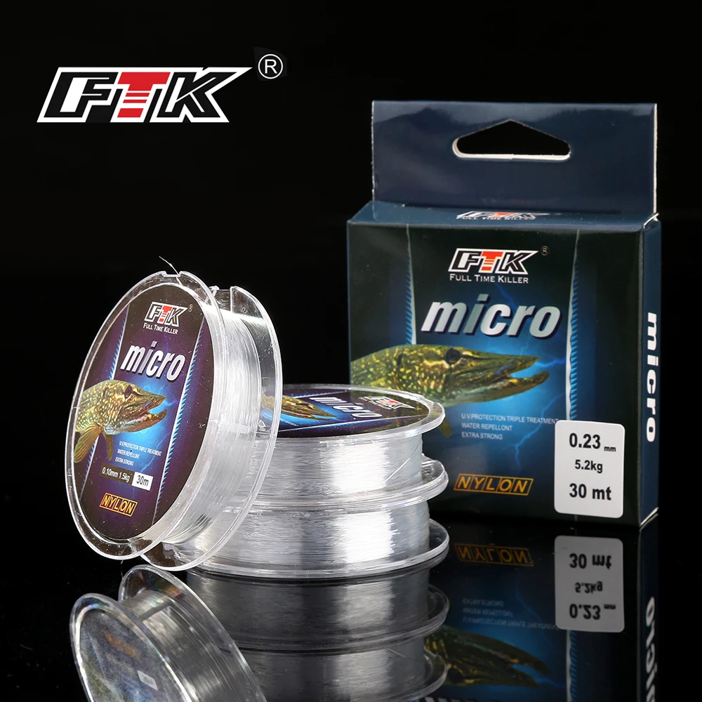 FTK Ice Fishing Nylon Line 30M 2.9-12.5LB 1.3-5.7kg 0.08-0.25 DIA/MM Fishing Line Transparent For Carp Wire Winter Ice Nylon