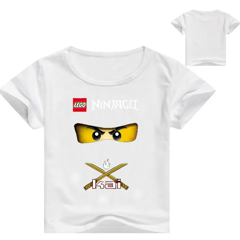Летние футболки для мальчиков детская одежда Ниндзя Одежда Ninjago с мультяшным принтом для девочек короткий рукав Футболка для детей ясельного возраста детская одежда топ, футболка - Цвет: White TNO7197
