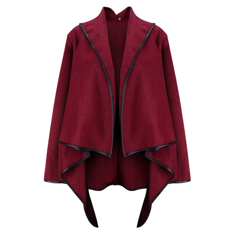  2019 New Women Autumn Winter irregular Bow Zippers Sleeve Long Warm Coat Wool Jacket Parka Windbreaker #4M21 (9)