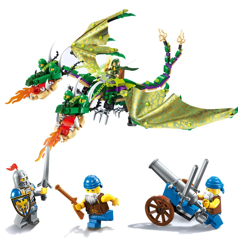 

647pcs Children's educational building blocks toy Compatible Legoings city The Battle of Glory Series Double Dragon Awakening