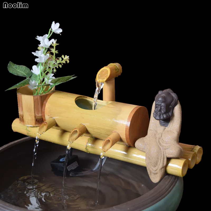 

Ceramic Aquarium Bamboo Water Recycling Water Filter Ornament Bamboo Water Pipe Stone Tank Filter Office Feng Shui Crafts Gifts