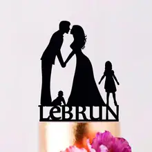 Жених и невеста с детьми, торт силуэт, пара с детьми семейный торт Топпер, на заказ Свадебный Топпер с детьми