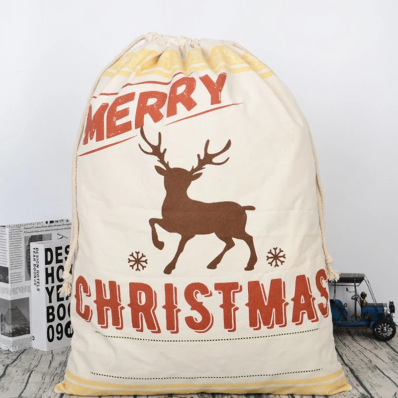 1 шт год Рождество Санта мешок конфеты Санта Клаус шнурок холщовый мешок посуда деревенские винтажные чулки подарочная сумка