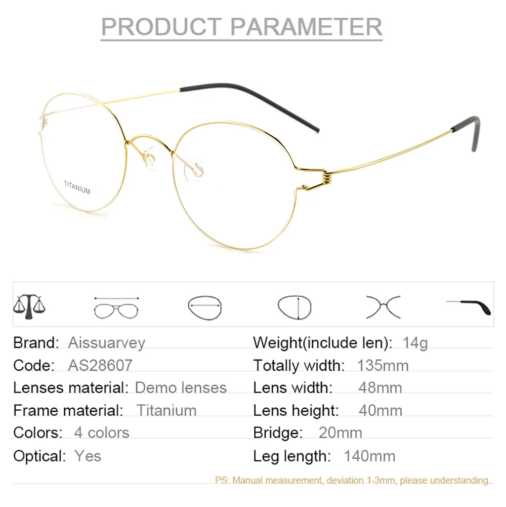 Титановые круглые винтажные оптические оправы для очков, фирменный дизайн, высокое качество, очки для женщин и мужчин, Безвинтовые очки по рецепту