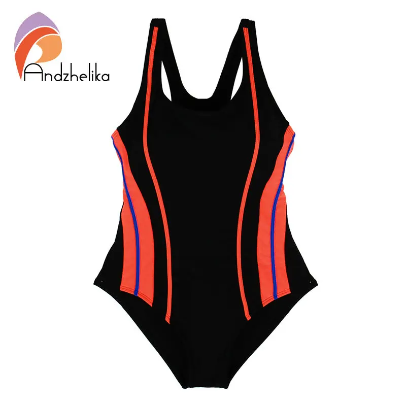Andzhelika/Цельный Детский купальный костюм для девочек; летняя однотонная одежда для плавания в стиле пэчворк; Спортивный костюм; купальники для девочек; AK8911