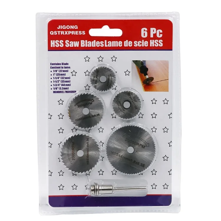 

6pcs HSS Mini Circular Saw Blade Woodworking Cutting Discs Drill For Rotary Tools Metal Cutter Power Tool Mandrel Set