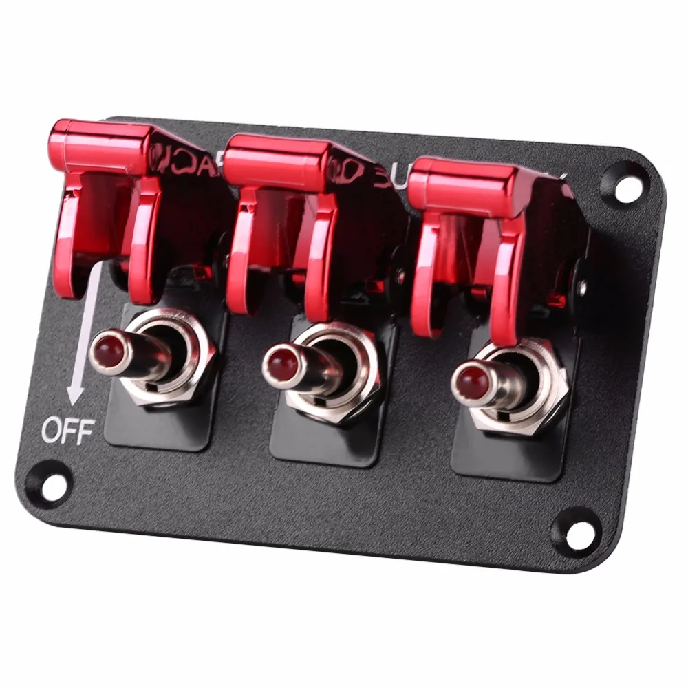 Indicator Automotive Switch Panel R18-P3A 3 Red Toggle Switch 
