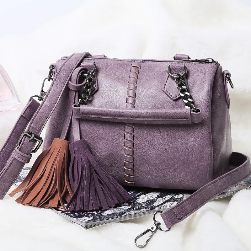 Knitting Japan Korean Style Women Light Purple Shoulder Bag Stylish Designer Tassels font b Handbag b