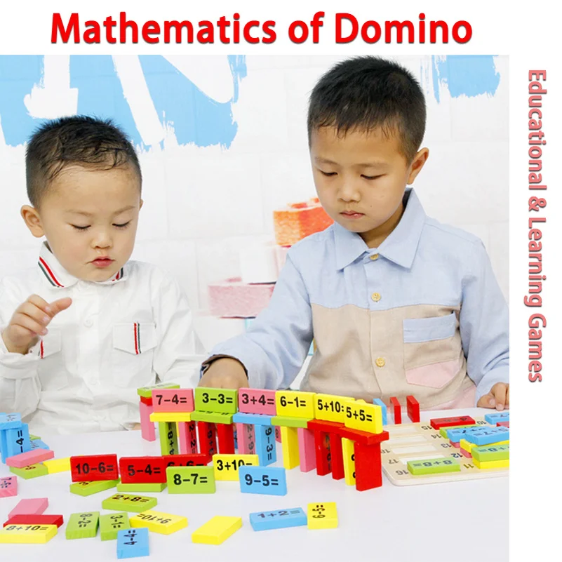 Mathematics Domino Wooden Puzzle box Math Learning Toys for Children