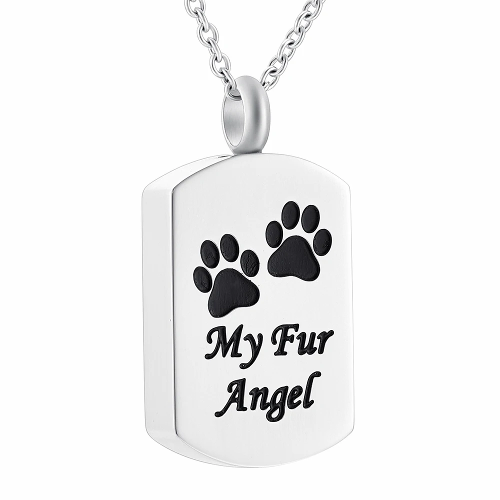 Urn Necklace Polish Stainless Steel Dog Tag Cremation Pendant Pet