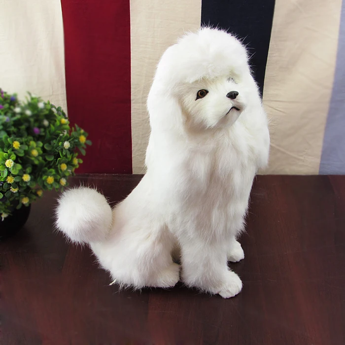 simulation dog poodle toy model squatting pose 25x13x33cm, plastic&fur white poodle handicraft,home decoration toy gift w5871 diecast mini cat caterpillar 320 excavator keyring engineering vehicle model keychain model gift decoration souvenir kids gift