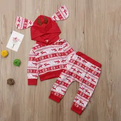 2 шт. для новорожденных наряд для маленьких девочек комплект одежды комбинезон штаны-леггинсы Рождество
