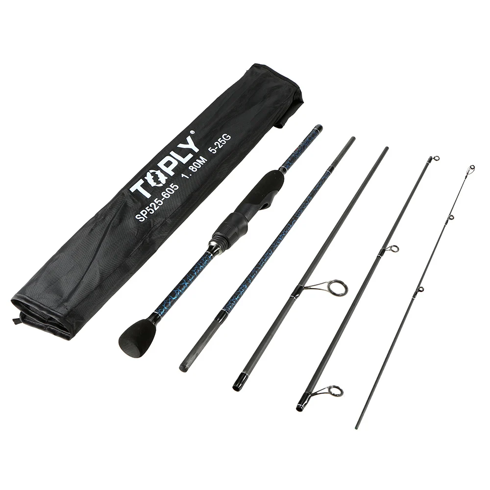 5.9ft/1.8m 5 Sections Detachable Fishing Rod Portable Carbon Fiber