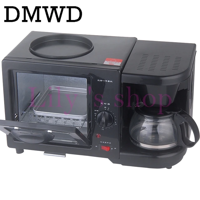 Best Offers DMWD household electric 3 in 1 Breakfast Making machine Multifunction mini drip coffee maker bread pizza oven frying pan toaster