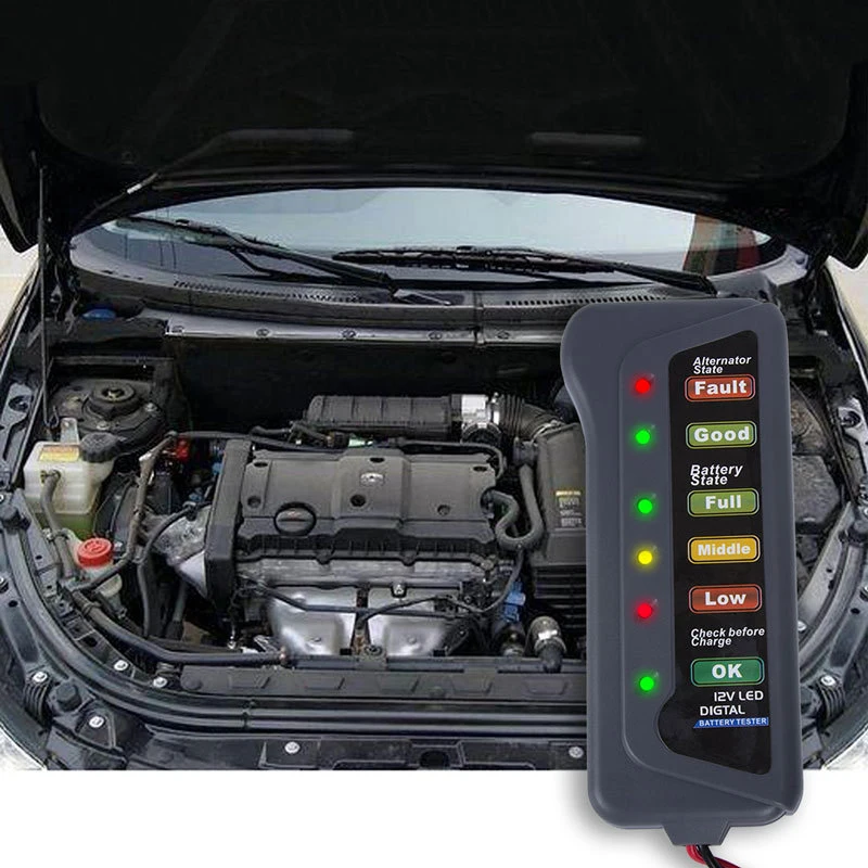 12 В цифровой аккумулятор Генератор тестер автомобиля диагностический инструмент с 6 светодиодный индикатор Дисплей батареи тестеры для автомобиля мотоцикла