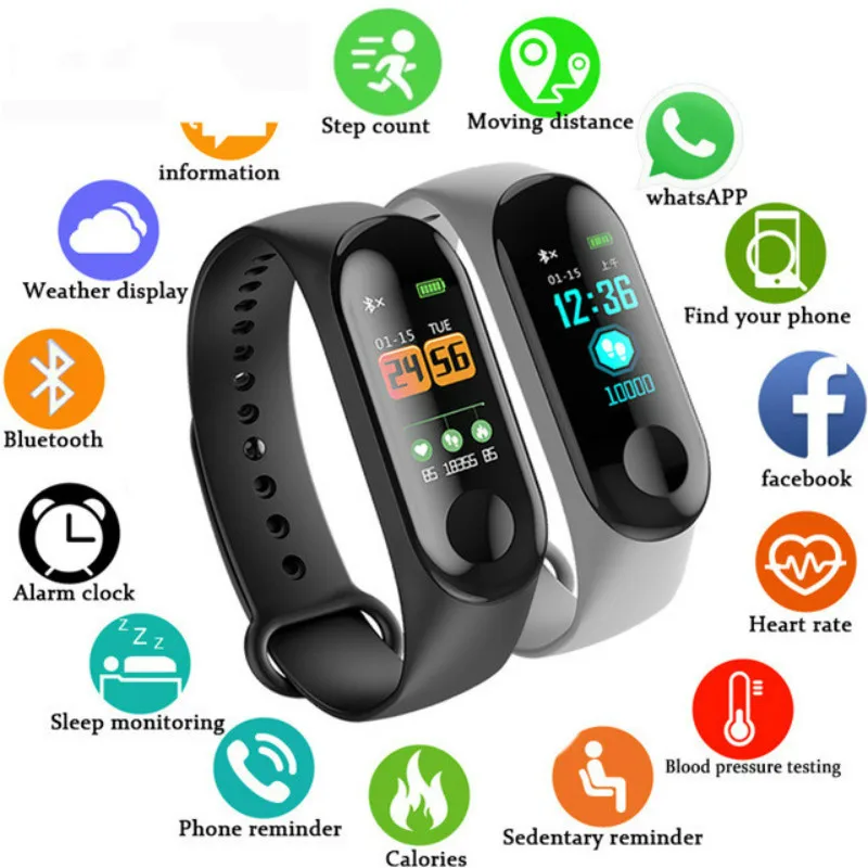 

Color IPS Screen Smart Sport Fitness Bracelet Blood Pressure Activity Tracker For Men Women watches Sport Watch For Android IOS