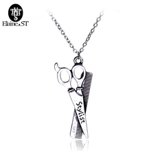 2017 Free shipping Comb scissors Necklace custom made lettering Necklace 500pcs a lot