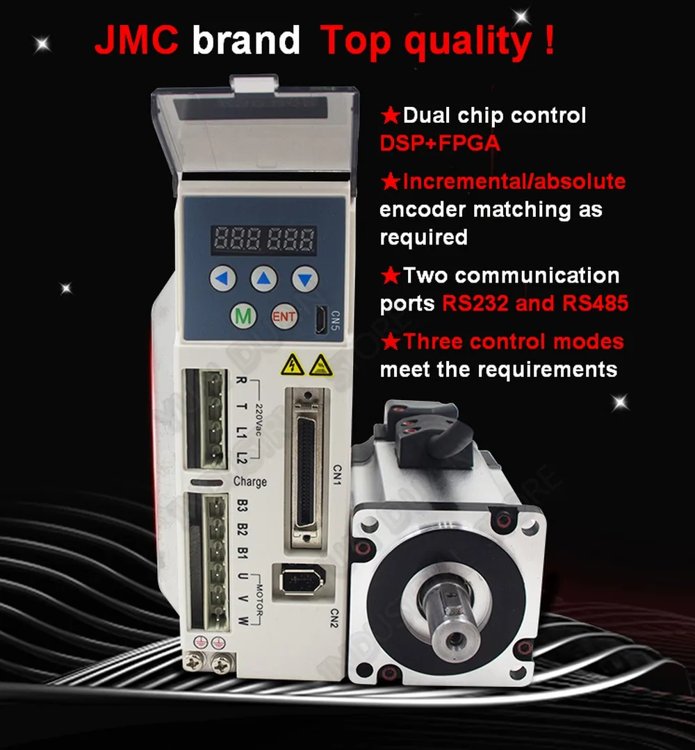 JMC 400 Вт AC драйвер серводвигателя наборы 20Bit абсолютное значение кодировщик 3000 об/мин-5000 об/мин 1,27 нм 60 мм 220VAC мощность-ВЫКЛ памяти для ЧПУ