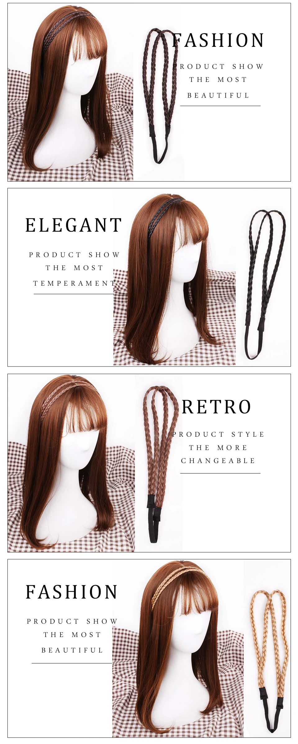 Haimeikang синтетический парик, крученые резинки для волос, модные косички, аксессуары для волос, женские богемные плетеные эластичные повязки на голову, стрейч-бандана