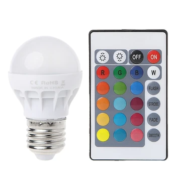 

Remote Control LED Light Bulb Lamp Color Changing3 W E27 AC 85-265V RGB+IR