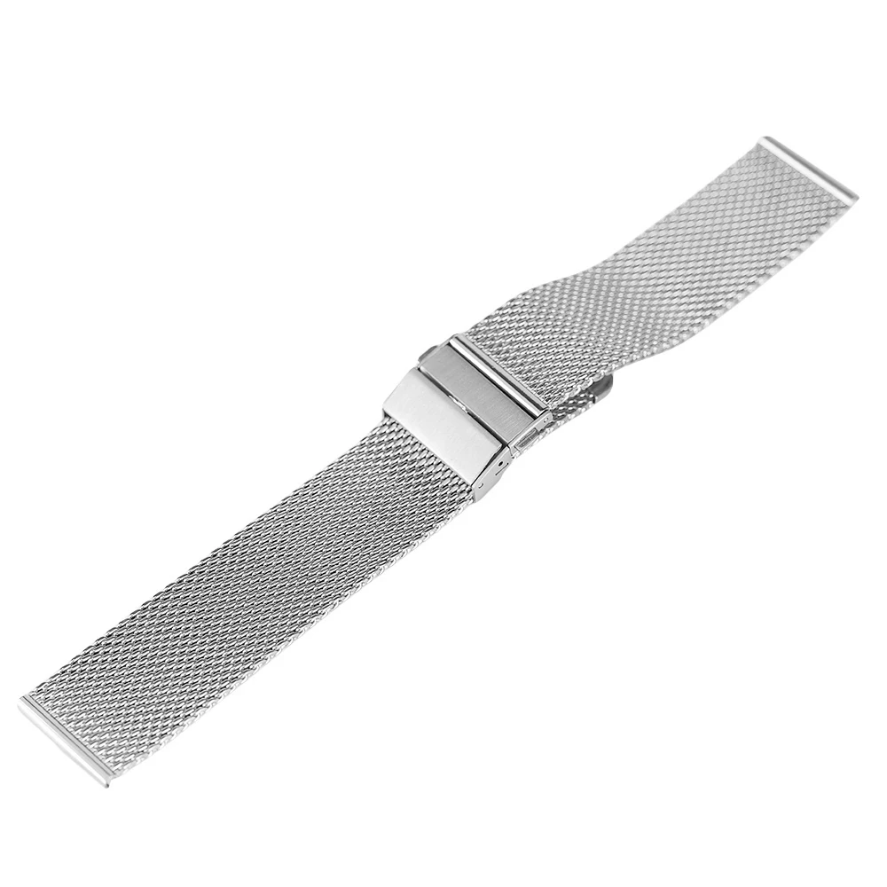 182022 mm Simple Mesh Watch Band Black Silver Replacement Hook Buckle for Men Women Wrist Bands Correa De Reloj (13)