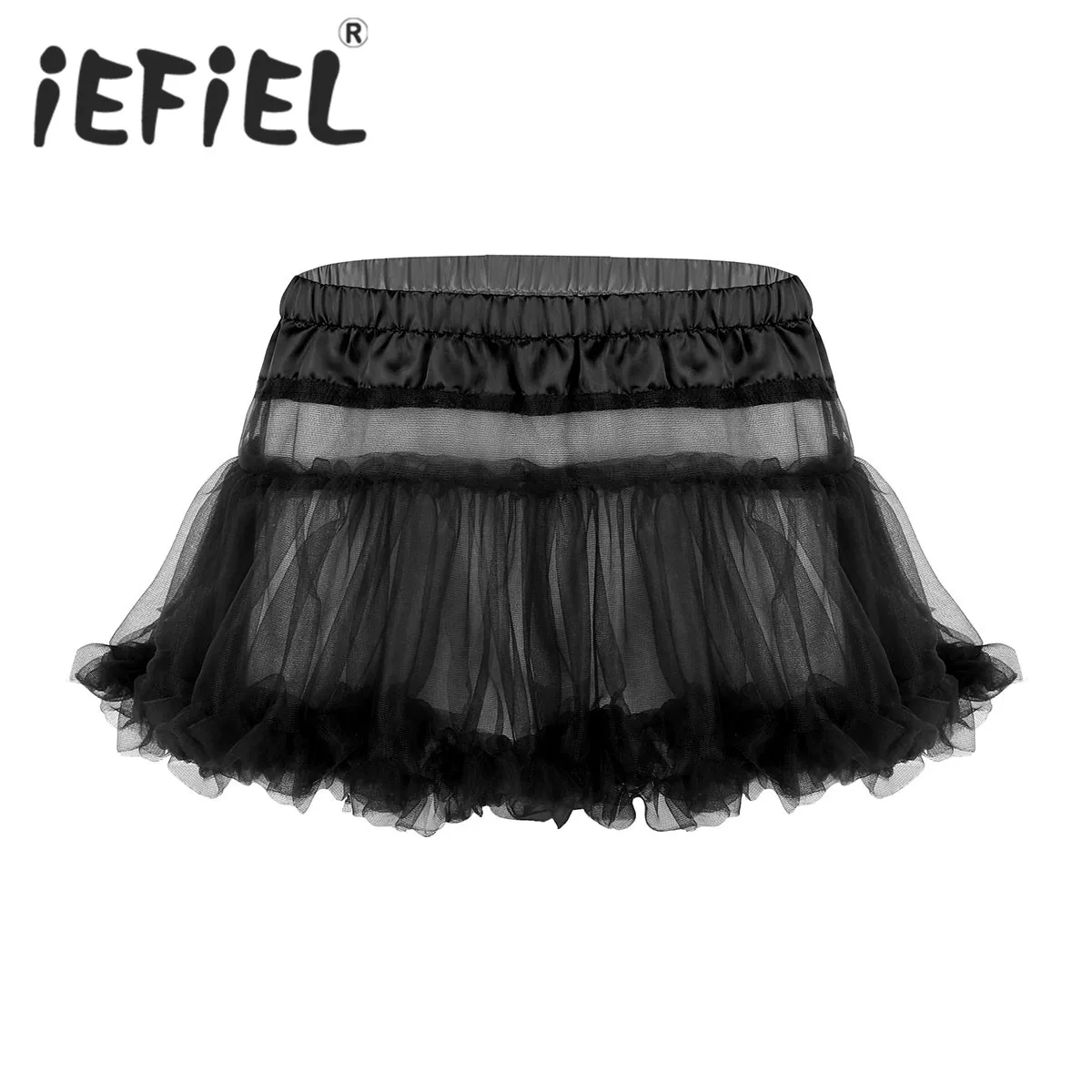 

Sexy Mens Sissy Skirt Satin Elastic Waistband Frilly Ruffled Soft Tulle Layered skirt Short Mini Tutu Exotic Skirt