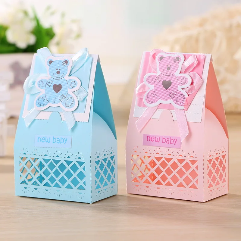 Детские коробки для крещения розовые и синие 12 шт./лот|baby favor boxes|baby showerbaby favors |