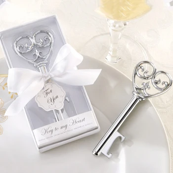 

New arrival 100PCS/LOT Wedding favors of Simply Elegant Key To My Heart Bottle Opener Wedding Shower Party Favor Free shipping