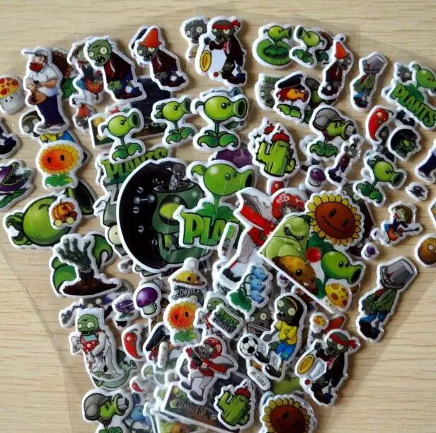 2018 6 pièces PVZ plantes vs Zombies autocollants 3D Cartoon classique jouets Waterpoof bricolage bébé jouets pour enfants enfants garçon fille chaude (lot de 6)