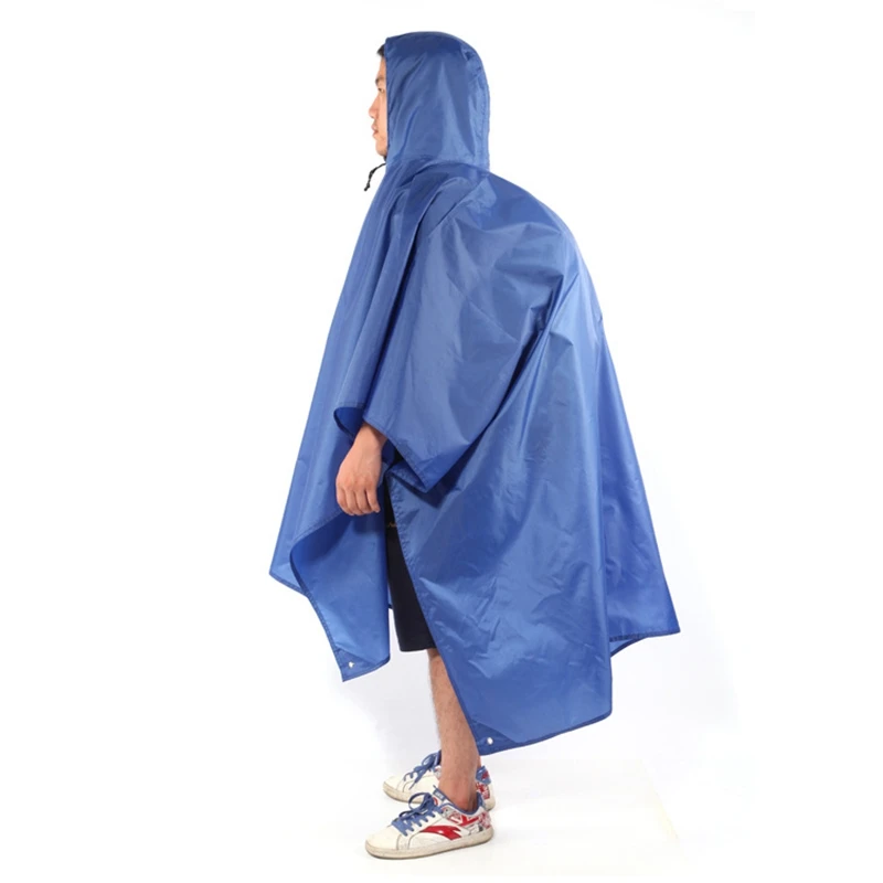 

3 In 1 Camping Rain Poncho Mountaineering Trekking Rain Cover Pad Cycling Ripstop Raincoat Floor Mat Shelter Waterproof