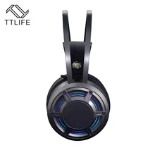 TTLIFE Wired Gaming Big Headset Stereo Surrounded Deep Bass LED Light Headphone with Microphone for Laptop Computer LOL Game