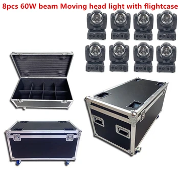 

8PCS 60W led mini Moving Head + flightcase LED Spot Moving Head Light/USA Luminums mini led beam Moving Head 60W RGBW 4in1 beam