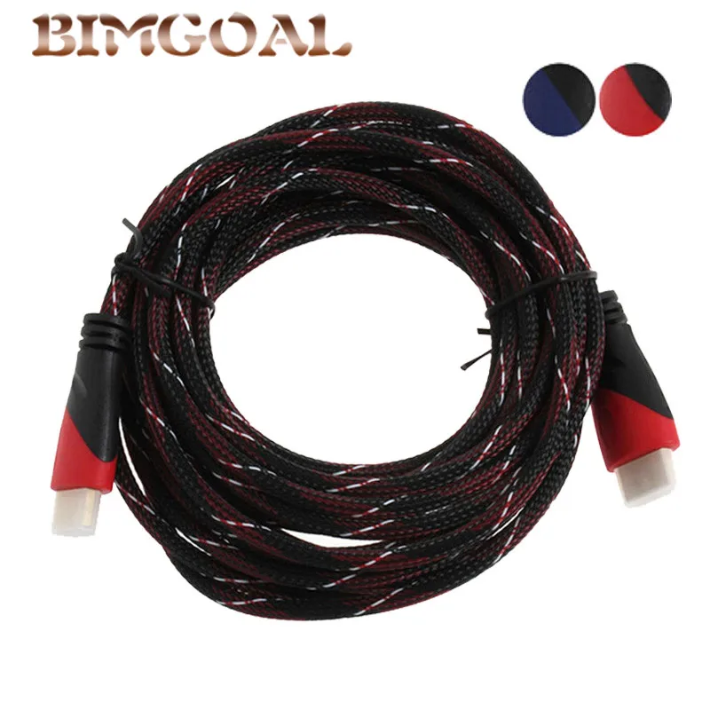 High Speed HDMI Cable Gold Plated Connection with Red, black and white mesh 1080P,0.5m,1m,1.5m,2m,3m,5m,8m,10m,15m