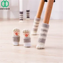 WHISM, 4 шт., носки для стула, домашняя мебель, защита для ног, Нескользящие ножки для стола, рукава, коготь кошки, чехол для стула, вязаные носки