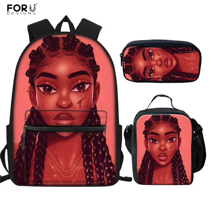 FORUDESIGNS/черные девушки афро холщовые рюкзаки школьные сумки большой рюкзак для ноутбука рюкзак для подростков девочек ортопедический Рюкзак Mochila - Цвет: HMC1718Z58-G-K