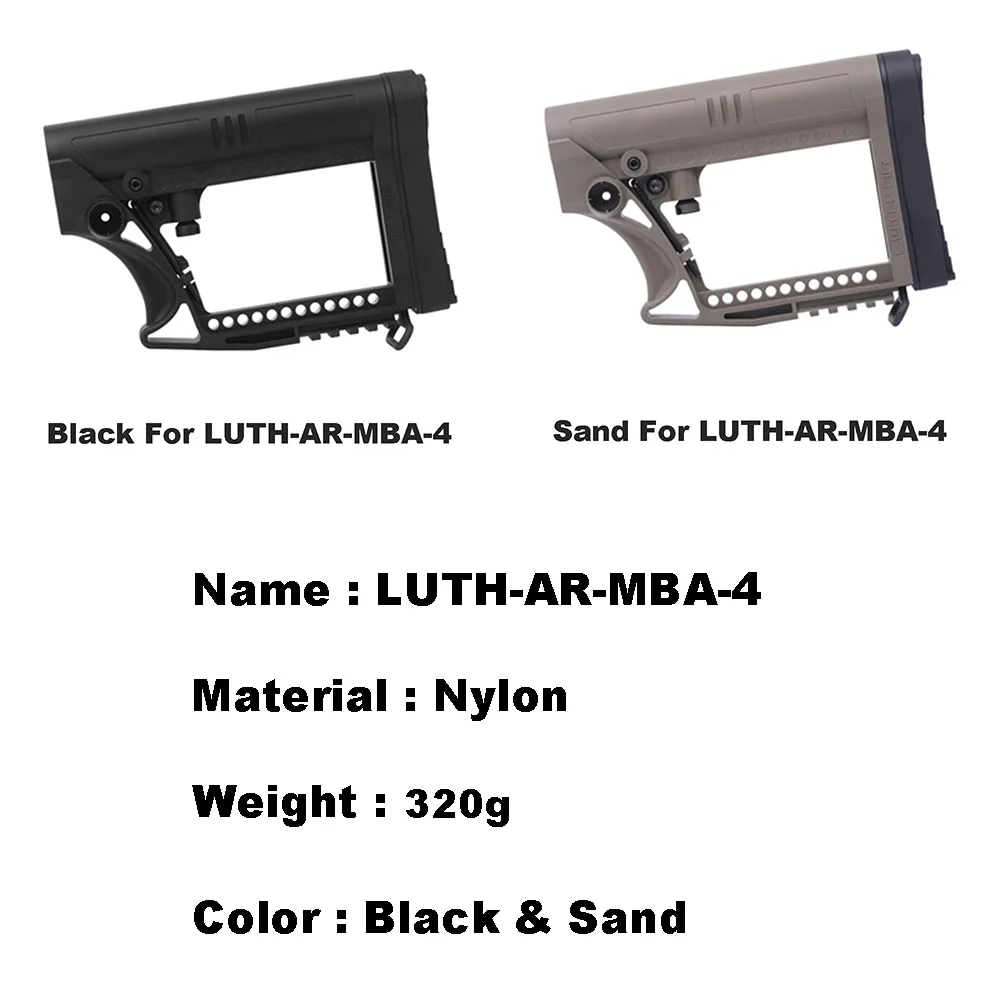 

LUTH MBA-4 Nylon CARBINE ButtStock For Airsoft Air Guns Paintball Accessories Tactical CS Sports jinMing9 M4 AK Gearbox Stock