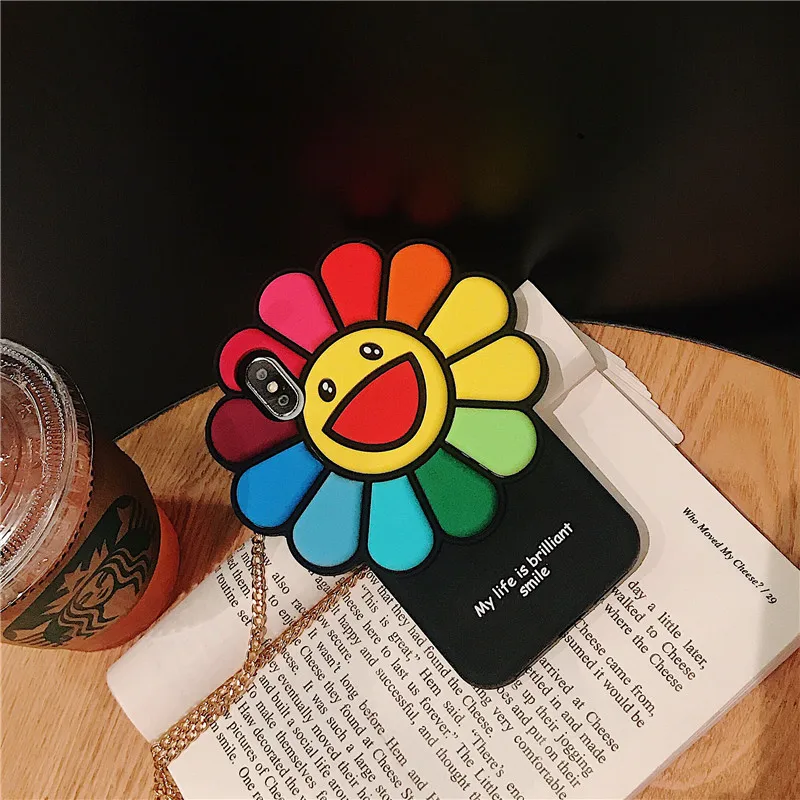 Murakami Takashi KaiKai KiKi Rainbow Flower Phone Case For Apple Iphone 6 6s 7 8 Plus X XR XS MAX Silicone 11 pro max Cover Capa