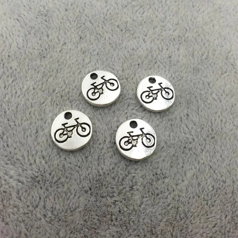 

Newest 50 Pieces/Lot Diameter 10mm Antique Silver Plated Bicycle Tag Charms Bike Charm For Jewelry Making