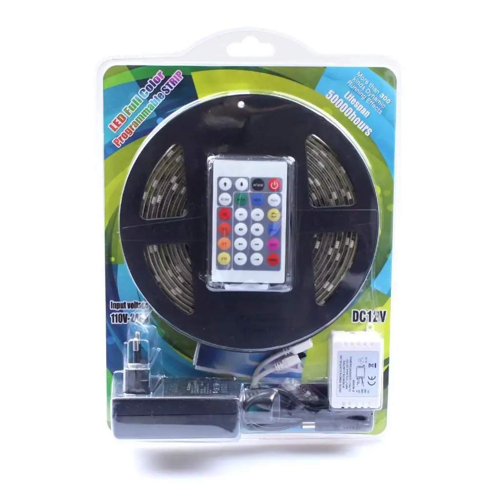 

5M 30Pixel/M 150 SMD 5050 RGB WS2811 IC white PCB Addressable Color IP65 Waterproof Strip DC12V + Power Adapter + Controller