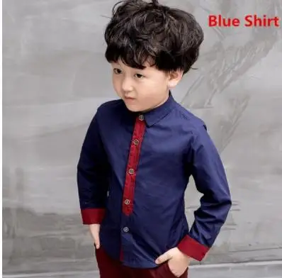 Красный/синий детский деловой костюм, костюмы для мальчиков, детский Блейзер, костюмы для мальчиков на свадьбу, одежда для мальчиков, пиджак+ брюки+ рубашка, От 3 до 10 лет из 3 предметов - Цвет: blue shirt