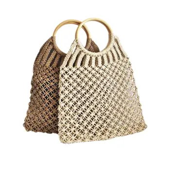 

Fashionable Women's Straw Bag Cotton Thread Women Summer Woven Shoulderbag For Beach Shopping Vacation