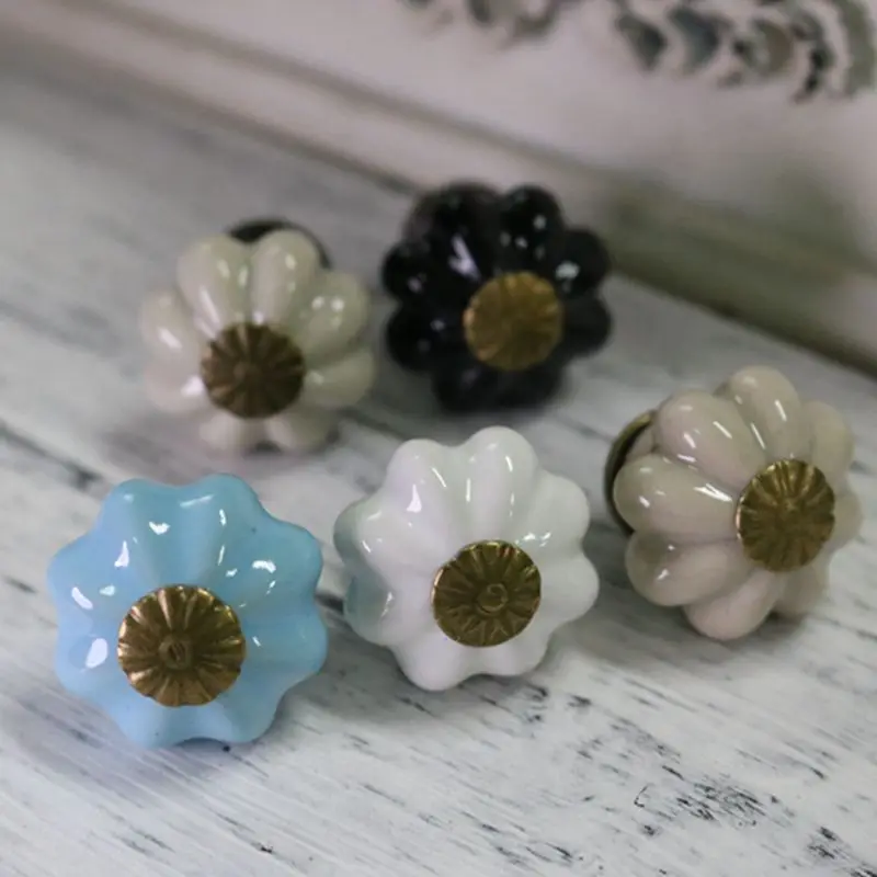 10PCS Dia 25mm Small Pumpkin ceramic knobs furniture handles Kids Cute