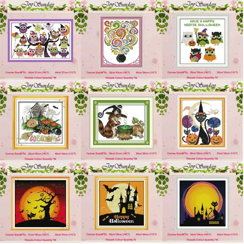 Halloween painting counted Cross Stitch 11CT 14CT Cross Stitch Set Wholesale DIY Cartoon Cross