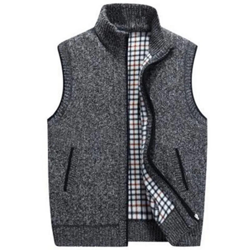 

MJARTORIA 2019 New Mens Winter Wool Sweater Vest Mens Sleeveless Knitted Vest Jacket Warm Fleece Sweatercoat Plus Size