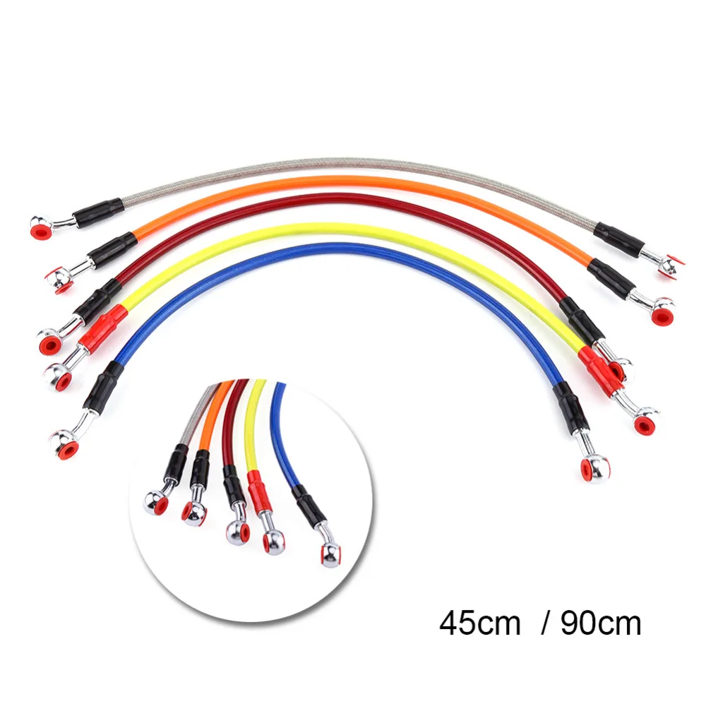 45/90 см тормоза мотоцикла Масляный шланг топливная трубка прямой штуцер Нержавеющая сталь Плетеный Универсальный Авто-Стайлинг