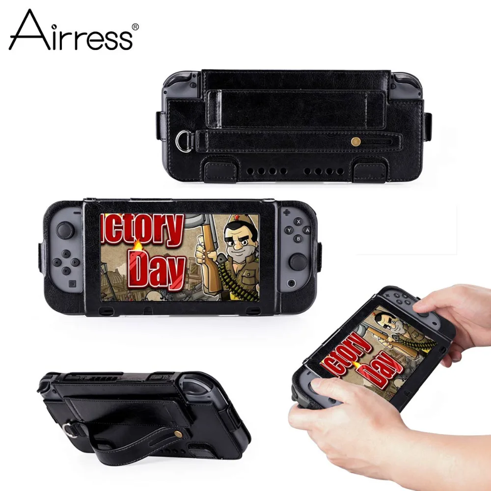 

Airress Protective PU Case With Handle Grip Hand Strap Carry Bag Memory Card Slot for Nintendo Switch 2017
