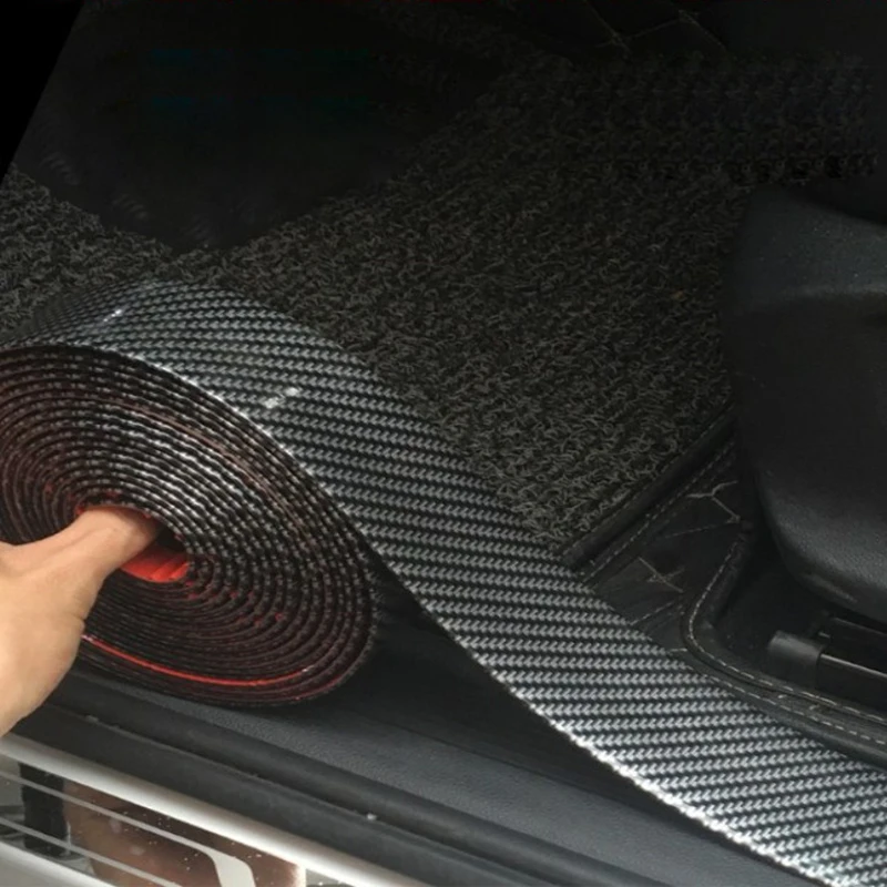 

2.5m*5cm Universal Car Protection Moldings Door Sill Scuff Plate Guard Pedal Protector Strips Bumper Carbon Fiber Sticker